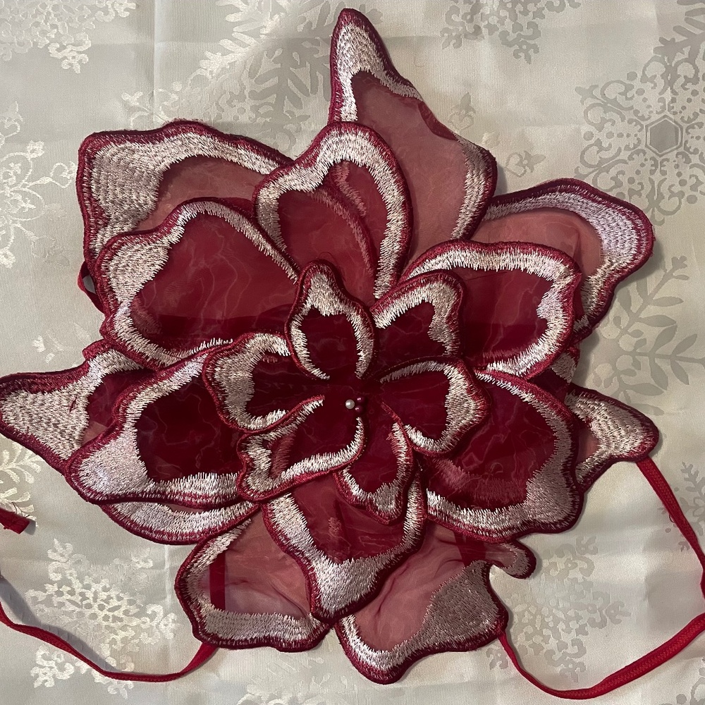 🌺 Vintage-Style Sheer Floral Appliqué Bralette Top